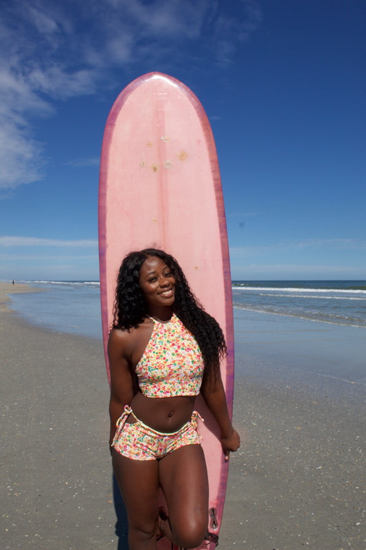 Lauren Low-Rise Side Tie Bikini Shorts - Printed